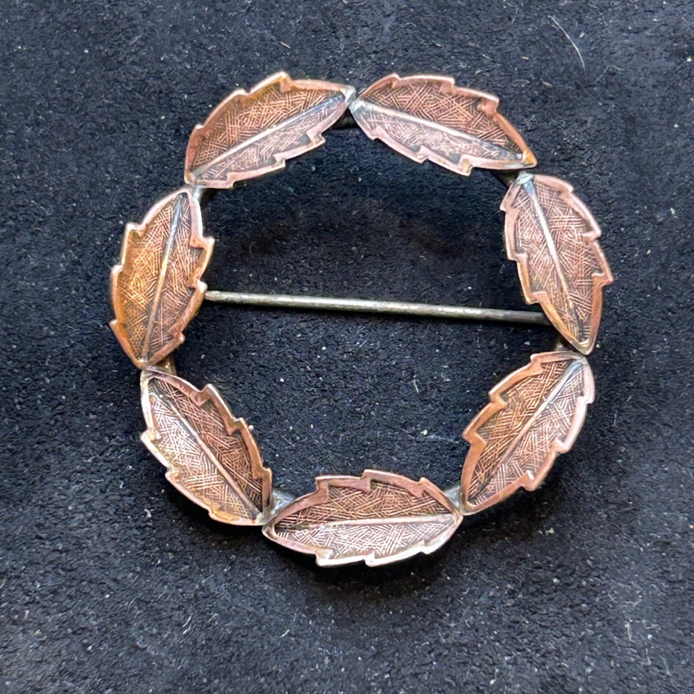 Vintage Copper Leaf Brooch Pin